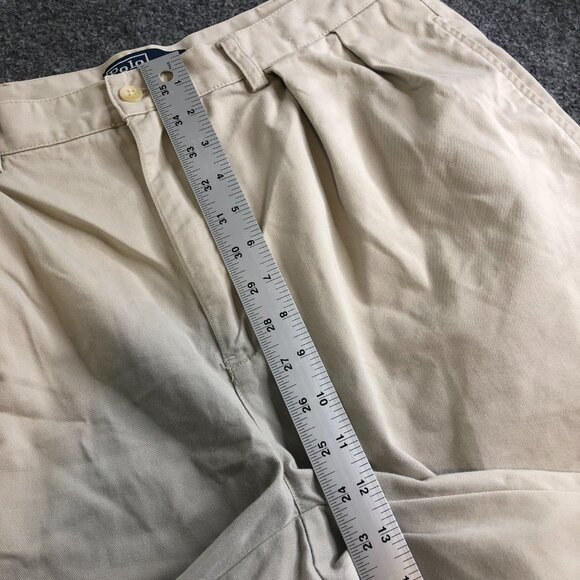 Polo Ralph Lauren Shorts Mens 34 Beige Pleated High Waist Tyler Vintage Y2K - Picture 6 of 10